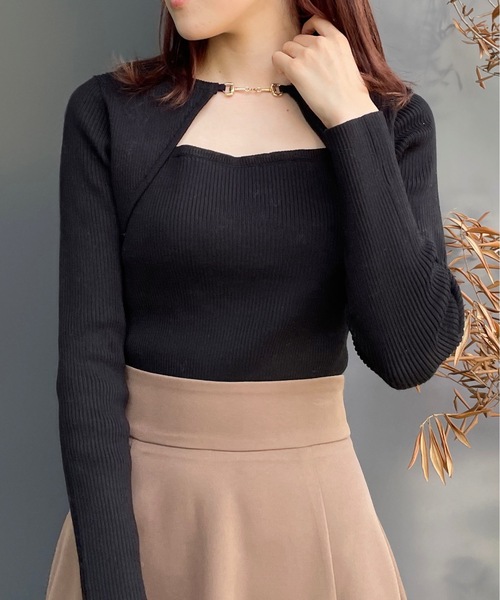 one way（ワンウェイ）の「ビット付きテレコニット（ニット/セーター・レディース・ブラック/ベージュ/ホワイト/グレー/ピンク/ホワイト×ブラック・FREE）」の18枚目の写真