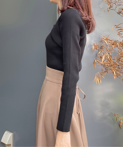 one way（ワンウェイ）の「ビット付きテレコニット（ニット/セーター・レディース・ブラック/ベージュ/ホワイト/グレー/ピンク/ホワイト×ブラック・FREE）」の19枚目の写真