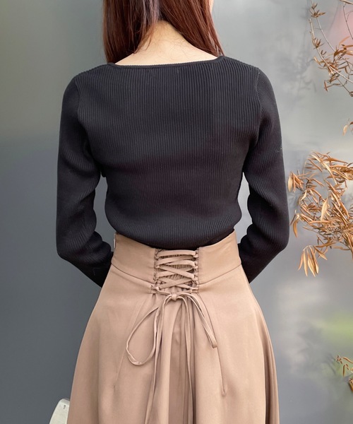 one way（ワンウェイ）の「ビット付きテレコニット（ニット/セーター・レディース・ブラック/ベージュ/ホワイト/グレー/ピンク/ホワイト×ブラック・FREE）」の20枚目の写真