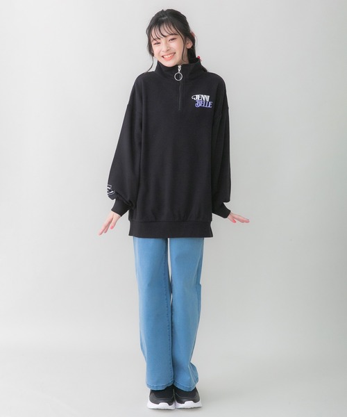 JENNI belle（ジェニィベル）の「【WEB限定】【コットン100％】ロング丈ハーフZIPトレーナー（スウェット・キッズ・ブルー/ブラック/ピンク・130cm/140cm/150cm/160cm）」の6枚目の写真