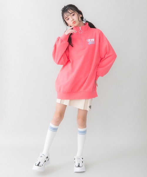 JENNI belle（ジェニィベル）の「【WEB限定】【コットン100％】ロング丈ハーフZIPトレーナー（スウェット・キッズ・ブルー/ブラック/ピンク・130cm/140cm/150cm/160cm）」の9枚目の写真