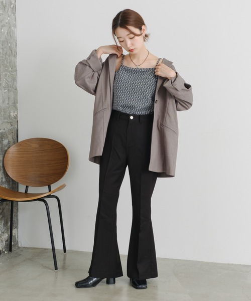 Kastane（カスタネ）の「【2サイズ展開/WEB限定カラーあり】ヘムプリーツスラックス（スラックス・レディース・ブラック/グレー/サックスブルー/ブラウン・0/1）」の9枚目の写真