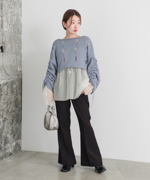 Kastane（カスタネ）の「【2サイズ展開/WEB限定カラーあり】ヘムプリーツスラックス（スラックス・レディース・ブラック/グレー/サックスブルー/ブラウン・0/1）」の7枚目の写真