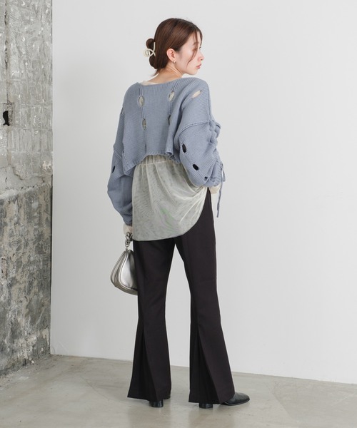 Kastane（カスタネ）の「【2サイズ展開/WEB限定カラーあり】ヘムプリーツスラックス（スラックス・レディース・ブラック/グレー/サックスブルー/ブラウン・0/1）」の8枚目の写真