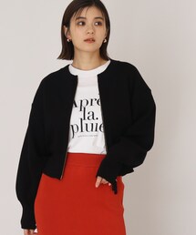 THE SHOP TK （ザ ショップ ティーケー ）の「◆ショート丈ZIPニットカーディガン【手洗い可】（カーディガン/ボレロ）」