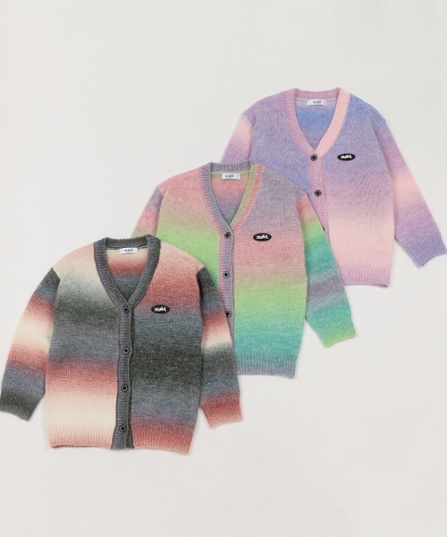 X-girl Stages（エックスガールステージス）の「グラデーションニットカーデガン（カーディガン/ボレロ・キッズ・グリーン/ラベンダー/トップグレー・90cm/100cm/110cm/120cm/130cm/140cm）」の11枚目の写真