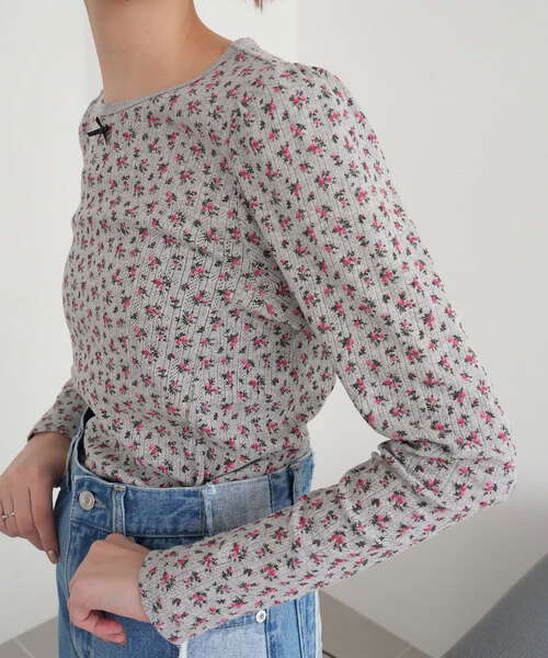 SLOBE citron.（スローブシトロン）の「SLOBE citron. petit eyelet プルオーバー（Tシャツ/カットソー・レディース・ピンク/グレー・FREE）」の6枚目の写真