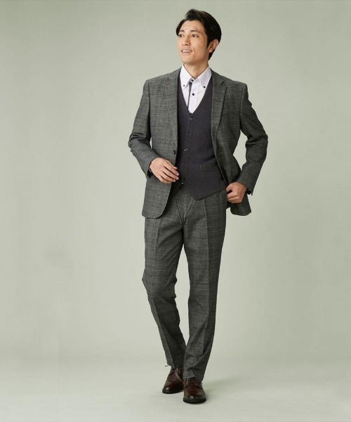 TOKYO SHIRTS(トウキョウシャツ)の「ジャカード ベーシック ニットジレ(ベスト・メンズ・ネイビー/チャコール・M/L/LL/XL)」の4枚目の写真