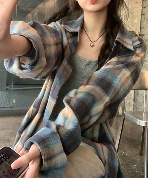 NANEA（ナネア）の「微起毛ドロップショルダーチェックシャツ（シャツ/ブラウス・レディース・ブルー・SMALL/MEDIUM/LARGE/X-LARGE）」の20枚目の写真