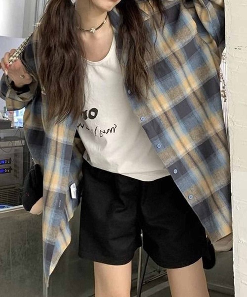 NANEA（ナネア）の「微起毛ドロップショルダーチェックシャツ（シャツ/ブラウス・レディース・ブルー・SMALL/MEDIUM/LARGE/X-LARGE）」の16枚目の写真