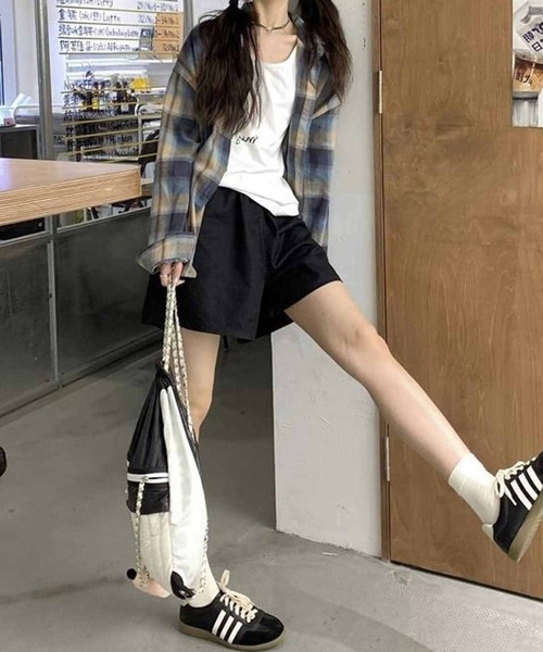 NANEA（ナネア）の「微起毛ドロップショルダーチェックシャツ（シャツ/ブラウス・レディース・ブルー・SMALL/MEDIUM/LARGE/X-LARGE）」の18枚目の写真