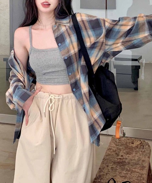 NANEA（ナネア）の「微起毛ドロップショルダーチェックシャツ（シャツ/ブラウス・レディース・ブルー・SMALL/MEDIUM/LARGE/X-LARGE）」の22枚目の写真
