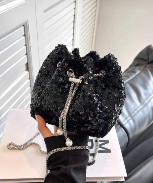 ショルダーバッグ・ポシェット Hashtag DDD Removable angel wings back セール】チェーンショルダースパンコールポシェット（ショルダー