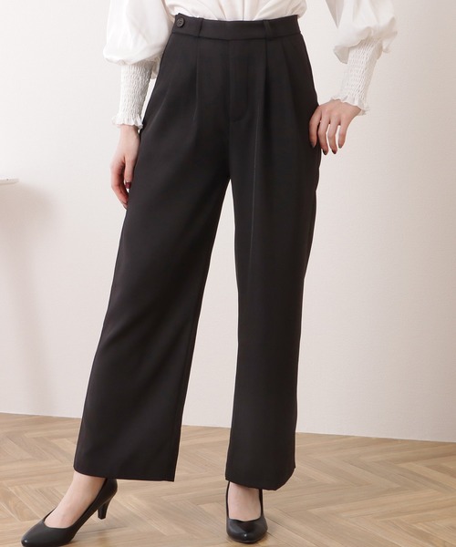 Lace Ladies(レースレディース)の「バックポケット付きウエストタックストレートパンツ(スラックス・レディース・ベージュ/ダークグレー/グレー/ブラック・S/M/L)」の2枚目の写真