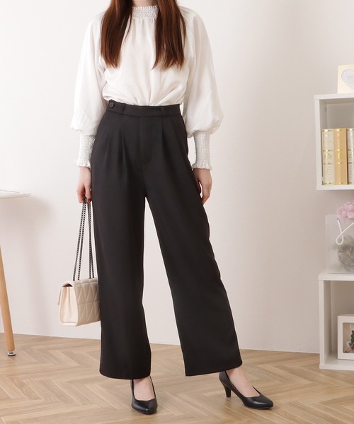 Lace Ladies(レースレディース)の「バックポケット付きウエストタックストレートパンツ(スラックス・レディース・ベージュ/ダークグレー/グレー/ブラック・S/M/L)」の7枚目の写真
