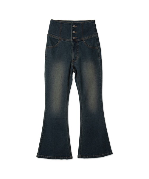 WEGO（ウィゴー）の「WEGO/ハイウエストストレッチフレアデニムパンツ（デニムパンツ・レディース・ダークインディゴブルー/ブラック系その他/ブラック/コバルトブルー/ブルー系1/スミクロ・SMALL/MEDIUM/X-SMALL）」の8枚目の写真
