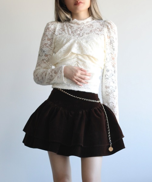 Jasmine Grandiflorum(ジャスミングランディフローラム)の「【Jasmine】ティアードミニスカート ベルト付き(スカート・レディース・チョコ/ブラック・SMALL/MEDIUM)」の17枚目の写真