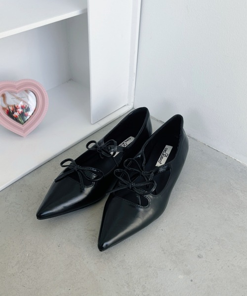 週末SALE 新品同様 アダムエロぺ　ポインテッドトゥ パンプス ダブルリボン ダブルリボンパンプス（パンプス）｜ADAM ET ROPE