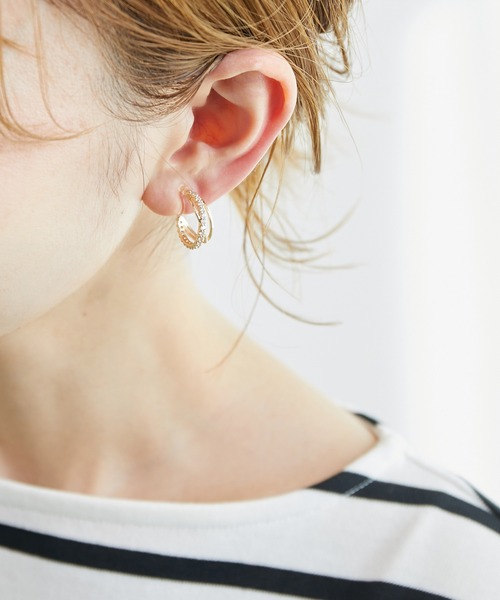 ROPE' PICNIC（ロペピクニック）の「ガラスラインフープノンホールピアス（イヤリング・レディース・シルバー/ゴールド・FREE）」の2枚目の写真