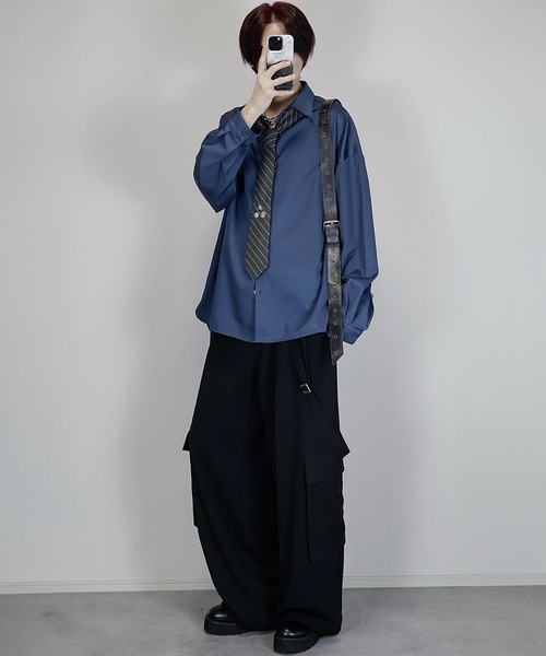 Loose/ルース(ルース)の「ドレープモード ギミックワイドサスペンダーカーゴパンツ(スラックス・メンズ・グレー系その他/ブラック/チャコールグレー・L/M/S/XS)」の8枚目の写真
