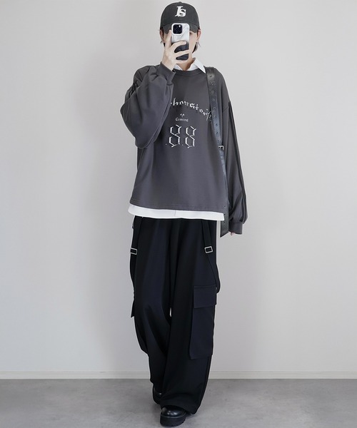 Loose/ルース(ルース)の「ドレープモード ギミックワイドサスペンダーカーゴパンツ(スラックス・メンズ・グレー系その他/ブラック/チャコールグレー・L/M/S/XS)」の9枚目の写真