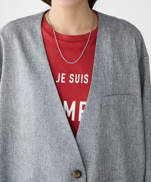 BONLECILL(ボンルシール)の「【セットアップ対応】リネンライクボーイフレンドノーカラージャケット(ノーカラージャケット・レディース・モカ/ベージュ/チャコールグレー/グレー・FREE)」の15枚目の写真