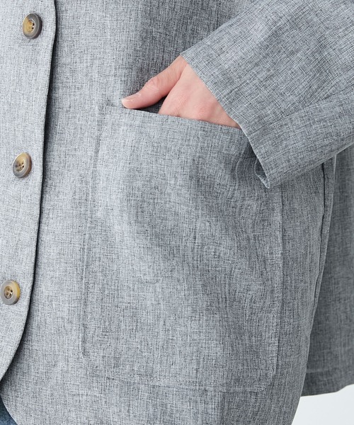 BONLECILL(ボンルシール)の「【セットアップ対応】リネンライクボーイフレンドノーカラージャケット(ノーカラージャケット・レディース・モカ/ベージュ/チャコールグレー/グレー・FREE)」の19枚目の写真