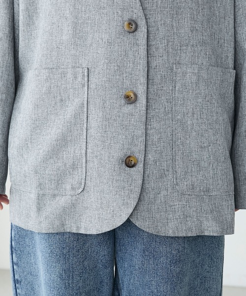 BONLECILL(ボンルシール)の「【セットアップ対応】リネンライクボーイフレンドノーカラージャケット(ノーカラージャケット・レディース・モカ/ベージュ/チャコールグレー/グレー・FREE)」の20枚目の写真