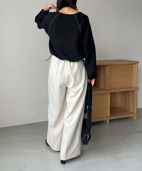 CAPRICIEUX LE'MAGE(カプリシューレマージュ)の「ステッチプルオーバー(Tシャツ/カットソー・レディース・ホワイト系その他/ブラック・FREE)」の19枚目の写真