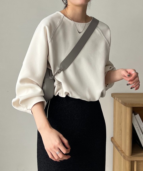 CAPRICIEUX LE'MAGE(カプリシューレマージュ)の「ステッチプルオーバー(Tシャツ/カットソー・レディース・ホワイト系その他/ブラック・FREE)」の3枚目の写真