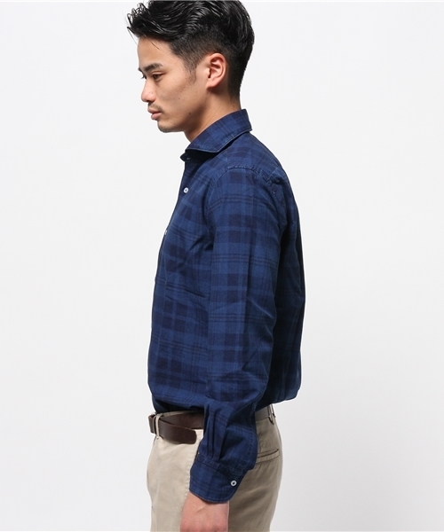 ORIAN（オリアン）の「ORIAN / "DENIM DIVISION"チェック+ペーン（シャツ/ブラウス・メンズ・ネイビー・MEDIUM/SMALL/LARGE/X-SMALL）」の5枚目の写真