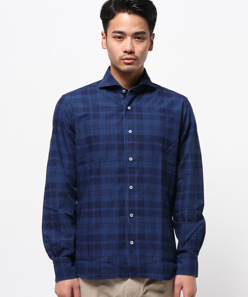 ORIAN（オリアン）の「ORIAN / "DENIM DIVISION"チェック+ペーン（シャツ/ブラウス・メンズ・ネイビー・MEDIUM/SMALL/LARGE/X-SMALL）」の7枚目の写真