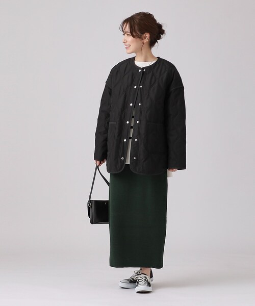 DRESKIP（ドレスキップ）の「◆【撥水】季節の変わり目に　大人が着たい ゆるキルトブルゾン（その他アウター・レディース・ブラック/アイボリー/カーキ・03/02/04）」の4枚目の写真