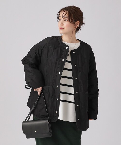 DRESKIP（ドレスキップ）の「◆【撥水】季節の変わり目に　大人が着たい ゆるキルトブルゾン（その他アウター・レディース・ブラック/アイボリー/カーキ・03/02/04）」の5枚目の写真