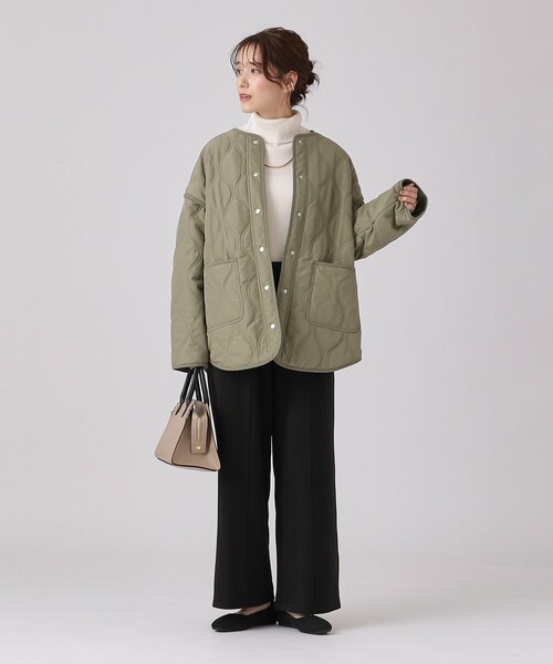 DRESKIP（ドレスキップ）の「◆【撥水】季節の変わり目に　大人が着たい ゆるキルトブルゾン（その他アウター・レディース・ブラック/アイボリー/カーキ・03/02/04）」の7枚目の写真