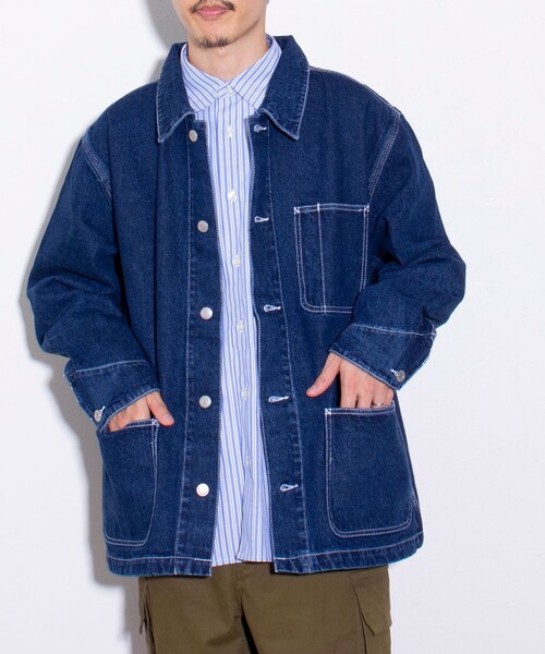 BLUE BLUE デニムカバーオール　サイズXL ブルーブルー/BLUE BLUE セルビッチライトデニムラグランスリーブ