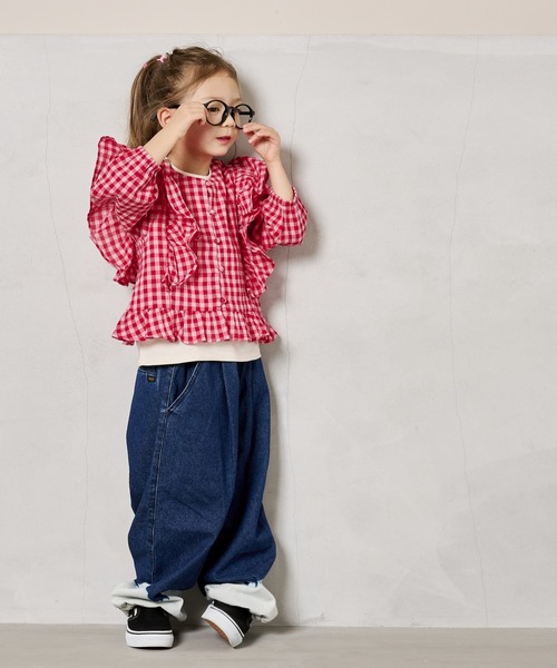 A BOND（アボンド）の「ギンガム2wayラッフルブラウス（90～150cm）（シャツ/ブラウス・キッズ・イエロー/ブラック/ピンク・110/100/90/120/150/140/130）」の15枚目の写真