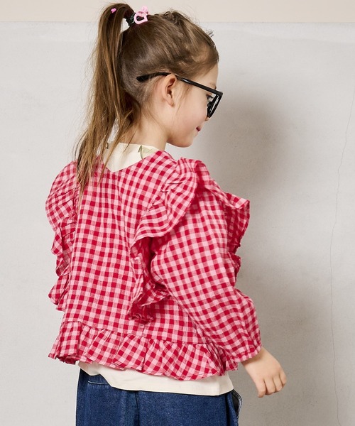 A BOND（アボンド）の「ギンガム2wayラッフルブラウス（90～150cm）（シャツ/ブラウス・キッズ・イエロー/ブラック/ピンク・110/100/90/120/150/140/130）」の12枚目の写真