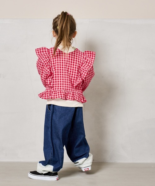 A BOND（アボンド）の「ギンガム2wayラッフルブラウス（90～150cm）（シャツ/ブラウス・キッズ・イエロー/ブラック/ピンク・110/100/90/120/150/140/130）」の16枚目の写真