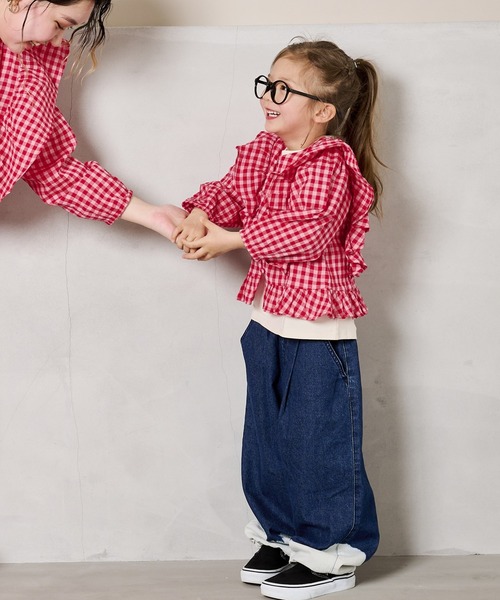 A BOND（アボンド）の「ギンガム2wayラッフルブラウス（90～150cm）（シャツ/ブラウス・キッズ・イエロー/ブラック/ピンク・110/100/90/120/150/140/130）」の17枚目の写真