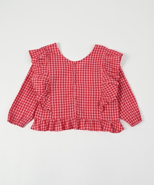 A BOND（アボンド）の「ギンガム2wayラッフルブラウス（90～150cm）（シャツ/ブラウス・キッズ・イエロー/ブラック/ピンク・110/100/90/120/150/140/130）」の7枚目の写真