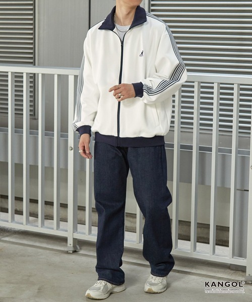 KANGOL カンゴール ベロア ジャージ トラックジャケット M 刺繍ロゴ KANGOL ジャージ KANGOL/カンゴール 別注 ロゴ刺繍 サイドライン