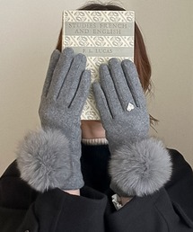 styiro（スタイロ）の「【タッチパネル対応】裏起毛ふんわりファーポンポングローブ（手袋）」