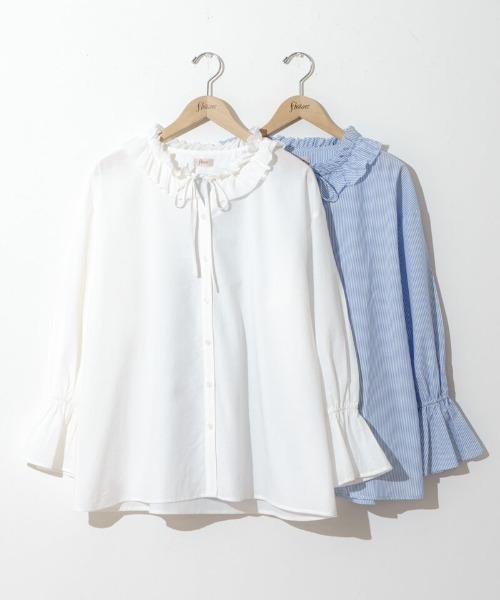 flower（フラワー）の「フラワーカラーブラウス（シャツ/ブラウス・レディース・ブルー/ホワイト・FREE）」の9枚目の写真