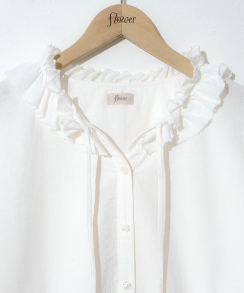 flower（フラワー）の「フラワーカラーブラウス（シャツ/ブラウス・レディース・ブルー/ホワイト・FREE）」の6枚目の写真