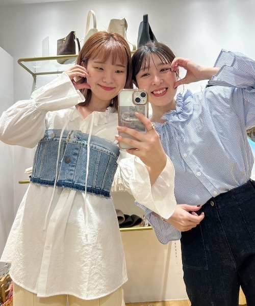 flower（フラワー）の「フラワーカラーブラウス（シャツ/ブラウス・レディース・ブルー/ホワイト・FREE）」の5枚目の写真