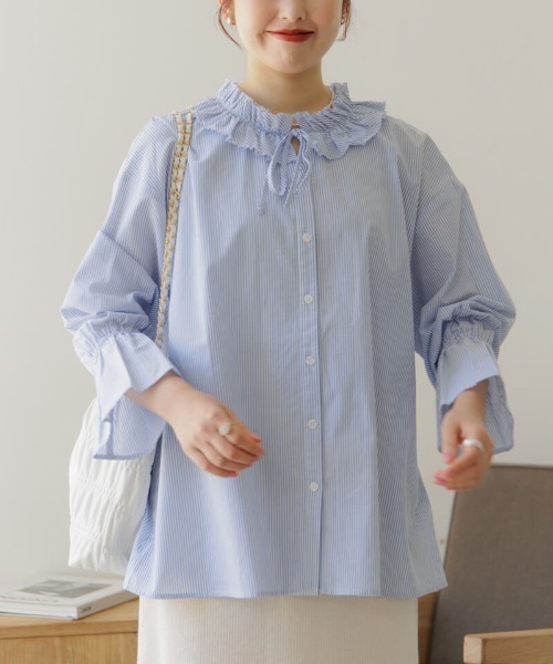 flower（フラワー）の「フラワーカラーブラウス（シャツ/ブラウス・レディース・ブルー/ホワイト・FREE）」の21枚目の写真