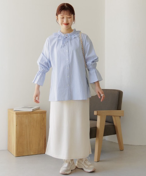 おしゃれ  ブラウス シャツ パンツ セット フラワー mysty woman ブラウス シャツ 3Dフラワー2WAYブラウス 135591