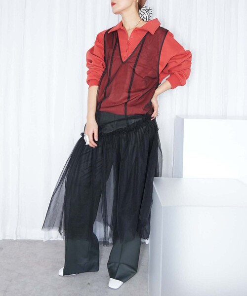 CITYSHOP(シティーショップ)の「TULE TANK DRESS:ワンピース(ワンピース・レディース・ブラック・38/36)」の2枚目の写真