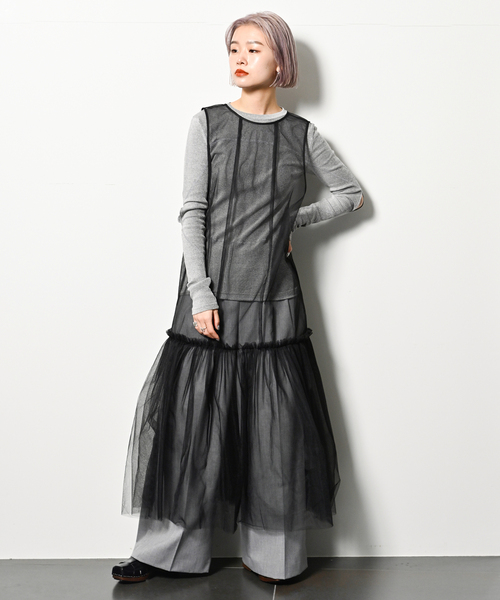 CITYSHOP(シティーショップ)の「TULE TANK DRESS:ワンピース(ワンピース・レディース・ブラック・38/36)」の9枚目の写真